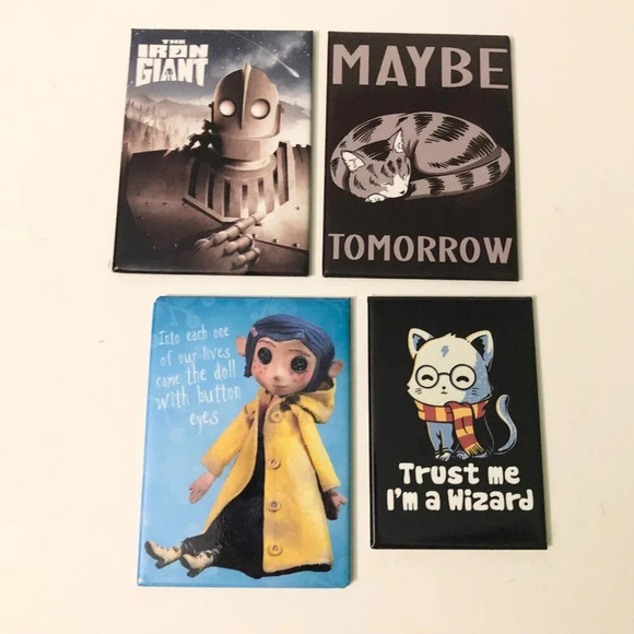Lot of 4 Magnets Iron Giant Maybe Tomorrow Cat Caroline Ata Boy Magnets - Picture 1 of 15